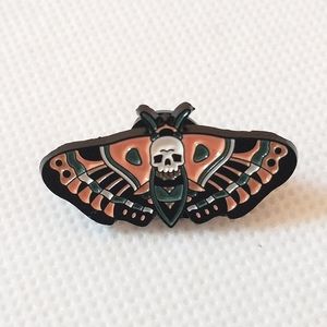 🧁 3/$30 Skull Moth Enamel Pin NEW